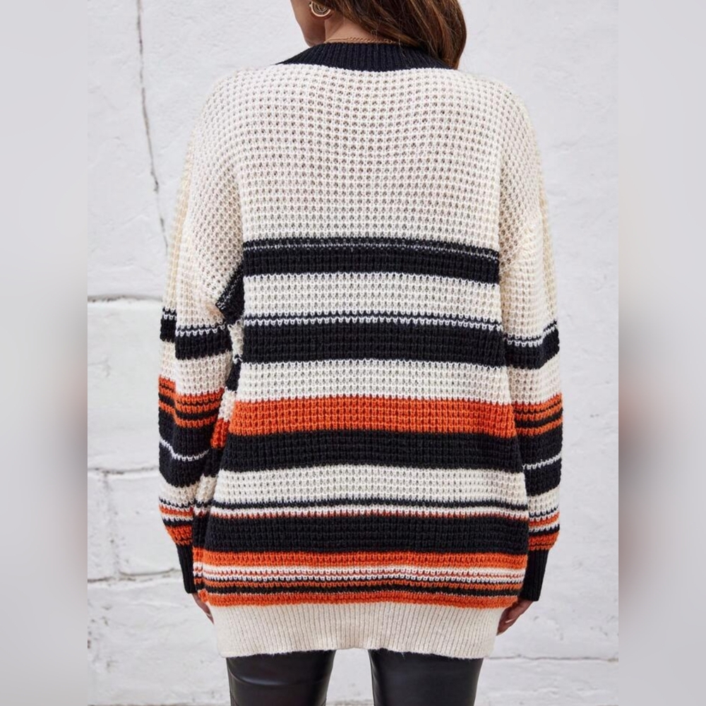 SHEIN Unity Striped Pattern Drop Shoulder Cardigan - Picture 2 of 4